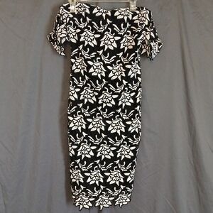 Gianni Bini Monochrome Floral Off-Shoulder Midi Dress